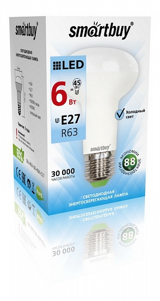 Smartbuy Светодиодная (LED) Лампа Smartbuy-R63-06W3000E27