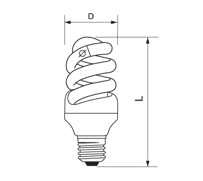 Габаритные размеры энергосберегающей лампеы