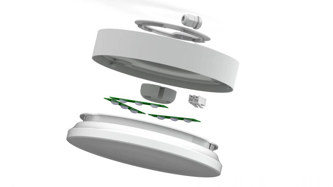 Светильник сд круглый CSVT CLIO-N 18 260х90 CRI80 4000 milky IP65 белый накладной Maestro. Фото 4